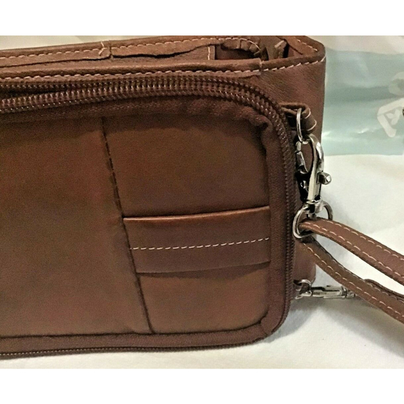 NO BRAND Brown LEATHER PURSE WITH LONG SHOULDER STRAP ( OKPTA1519426 ON SNAP) - Picture 7 of 10